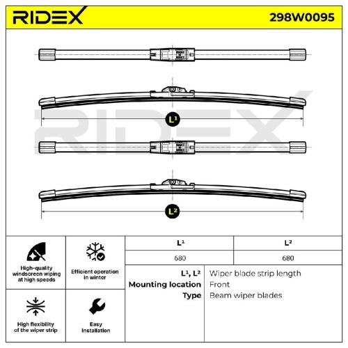 RIDEX Scheibenwischer Satz Wischerblätter Satz mit Spoiler Vorne Länge 1: 680mm Bild RIDEX Scheibenwischer Satz Wischerblätter Satz mit Spoiler Vorne Länge 1: 680mm