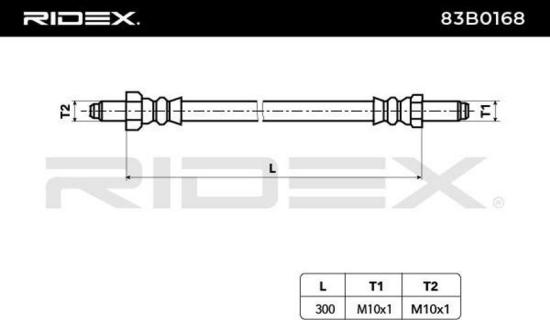 RIDEX Bremsschlauch 83B0168 HINTEN beidseitig BREMSSCHLÄUCHE Länge: 300mm Bild RIDEX Bremsschlauch 83B0168 HINTEN beidseitig BREMSSCHLÄUCHE Länge: 300mm