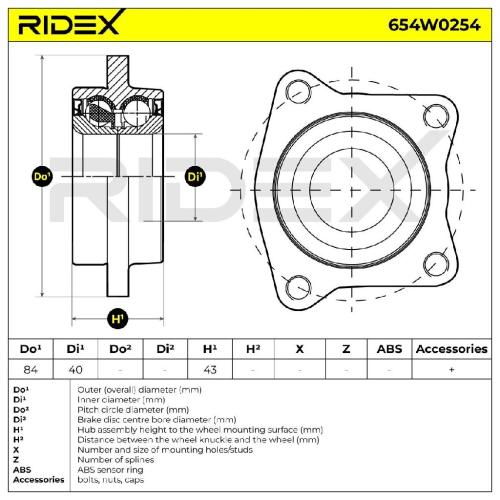 RIDEX 654W0254 Radlagersatz pro 1 Rad Vorne für MITSUBISHI Lancer VII Limousine Bild RIDEX 654W0254 Radlagersatz pro 1 Rad Vorne für MITSUBISHI Lancer VII Limousine