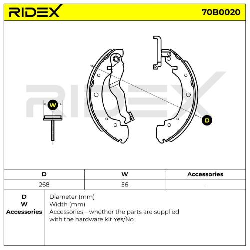 RIDEX Bremsbacken Satz für Trommelbremse Hinten mit Handbremshebel für VW Bild RIDEX Bremsbacken Satz für Trommelbremse Hinten mit Handbremshebel für VW