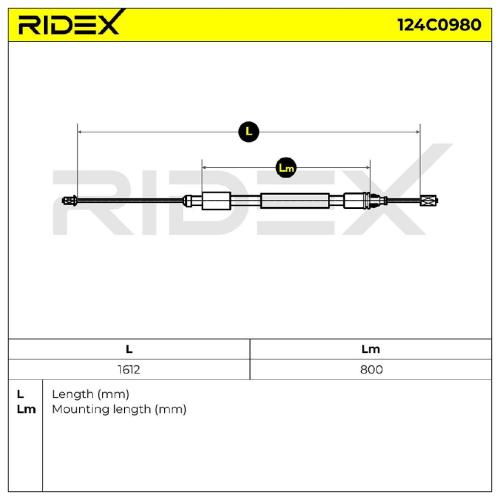 RIDEX Handbremsseil Hinten für CITROËN C2 Schrägheck (JM) Bild RIDEX Handbremsseil Hinten für CITROËN C2 Schrägheck (JM)