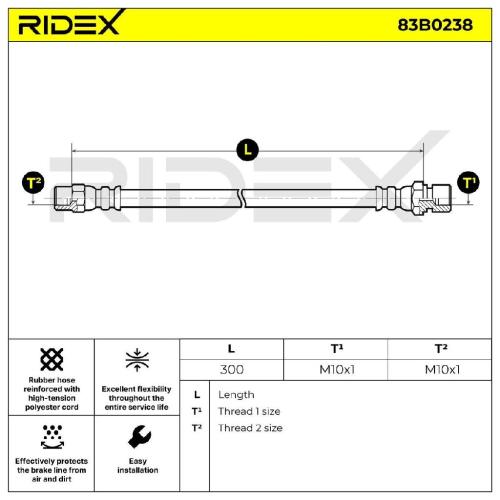 RIDEX Bremsschlauch 83B0238 VORNE BREMSSCHLÄUCHE Länge: 300mm für PORSCHE 911 Bild RIDEX Bremsschlauch 83B0238 VORNE BREMSSCHLÄUCHE Länge: 300mm für PORSCHE 911