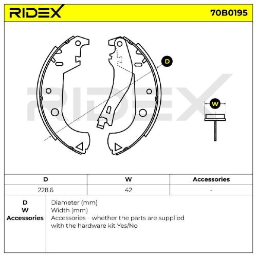 RIDEX Bremsbacken Satz für Trommelbremse Hinten mit Hebel für FIAT Doblo Cargo Bild RIDEX Bremsbacken Satz für Trommelbremse Hinten mit Hebel für FIAT Doblo Cargo