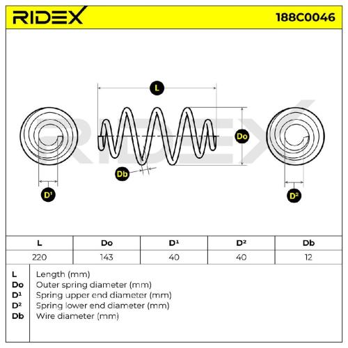 RIDEX 188C0046 2x Federn Fahrwerksfedern Hinten für OPEL Corsa C Schrägheck Bild RIDEX 188C0046 2x Federn Fahrwerksfedern Hinten für OPEL Corsa C Schrägheck