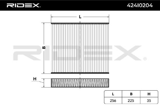 RIDEX 424I0204 Innenraumfilter Pollenfilter Aktivkohlefilter Höhe: 36 Breite: Bild RIDEX 424I0204 Innenraumfilter Pollenfilter Aktivkohlefilter Höhe: 36 Breite: