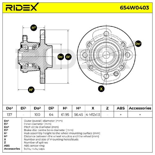 RIDEX 654W0403 Radlagersatz pro 1 Rad Hinten für MINI Schrägheck (R56) Bild RIDEX 654W0403 Radlagersatz pro 1 Rad Hinten für MINI Schrägheck (R56)