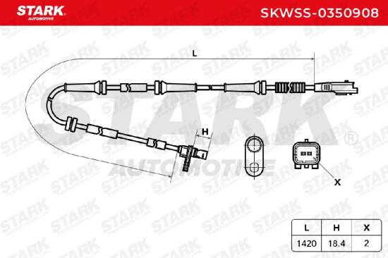STARK ABS-Sensor SKWSS-0350908 Hinterachse beidseitig Sensorart: aktiver Sensor Bild STARK ABS-Sensor SKWSS-0350908 Hinterachse beidseitig Sensorart: aktiver Sensor