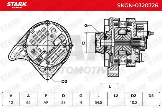 STARK SKGN-0320726 Lichtmaschine 65A 12V Drehrichtung im Uhrzeigersinn mit Bild STARK SKGN-0320726 Lichtmaschine 65A 12V Drehrichtung im Uhrzeigersinn mit