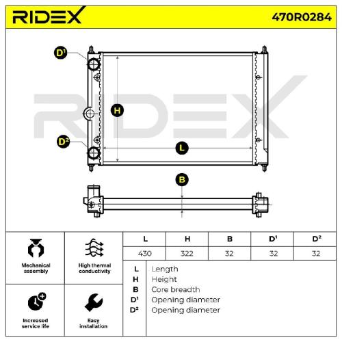RIDEX 470R0284 Motorkühler / Wasserkühler für VW Polo Coupe (86C, 80) Bild RIDEX 470R0284 Motorkühler / Wasserkühler für VW Polo Coupe (86C, 80)
