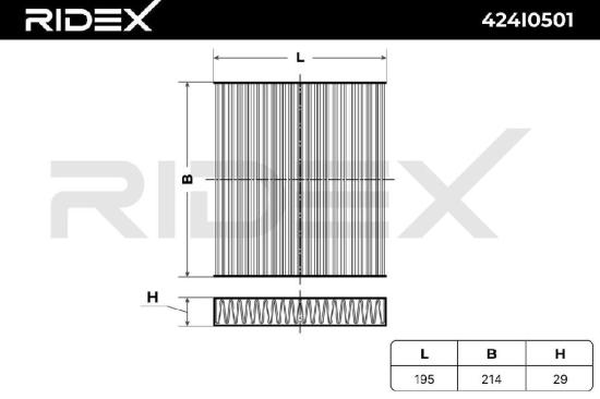 RIDEX 424I0501 Innenraumfilter Pollenfilter Aktivkohlefilter Höhe: 29 Breite: Bild RIDEX 424I0501 Innenraumfilter Pollenfilter Aktivkohlefilter Höhe: 29 Breite: