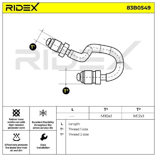 RIDEX Bremsschlauch 83B0549 HINTEN rechts BREMSSCHLÄUCHE für VW Golf 5I (5K1) Bild RIDEX Bremsschlauch 83B0549 HINTEN rechts BREMSSCHLÄUCHE für VW Golf 5I (5K1)