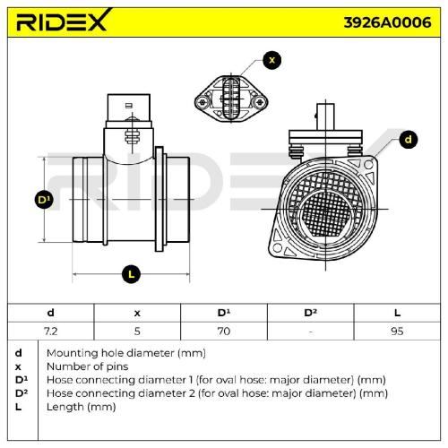 RIDEX 3926A0006 Luftmassenmesser/Luftmengenmesser LMM mit Gehäuse für VW Bild RIDEX 3926A0006 Luftmassenmesser/Luftmengenmesser LMM mit Gehäuse für VW