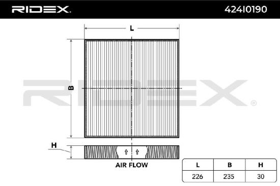 RIDEX 424I0190 Innenraumfilter Pollenfilter Aktivkohlefilter Höhe: 30 Breite: Bild RIDEX 424I0190 Innenraumfilter Pollenfilter Aktivkohlefilter Höhe: 30 Breite: