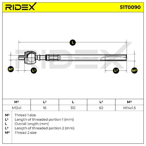 RIDEX Axialgelenk Spurstange Vorne für CITROËN XM (Y4) Bild RIDEX Axialgelenk Spurstange Vorne für CITROËN XM (Y4)