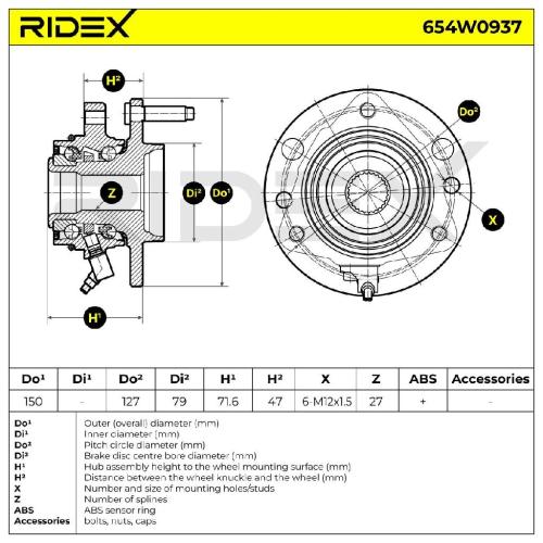 RIDEX 654W0937 Radlagersatz pro 1 Rad Vorne für CHEVROLET TRAILBLAZER (KC) Bild RIDEX 654W0937 Radlagersatz pro 1 Rad Vorne für CHEVROLET TRAILBLAZER (KC)