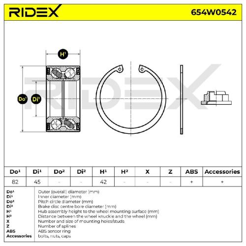 RIDEX 654W0542 Radlagersatz pro 1 Rad Vorne beidseitig für FORD 4245048020 Bild RIDEX 654W0542 Radlagersatz pro 1 Rad Vorne beidseitig für FORD 4245048020