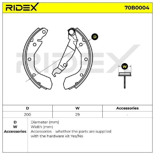 RIDEX Bremsbacken Satz für Trommelbremse Hinten mit Hebel ohne Radbremszylinder Bild RIDEX Bremsbacken Satz für Trommelbremse Hinten mit Hebel ohne Radbremszylinder