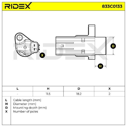RIDEX Kurbelwellensensor 833C0133 Anzahl der Steckkontakte: 2 ohne Kabel Bild RIDEX Kurbelwellensensor 833C0133 Anzahl der Steckkontakte: 2 ohne Kabel