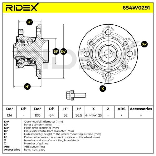 RIDEX 654W0291 Radlagersatz pro 1 Rad Hinten beidseitig mit für MINI Schrägheck Bild RIDEX 654W0291 Radlagersatz pro 1 Rad Hinten beidseitig mit für MINI Schrägheck