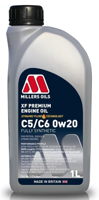 MILLERS OILS Motoröl 0W-20 XF Premium Motor Öl ACEA C5 ACEA C6 API SP-RC C5/C6