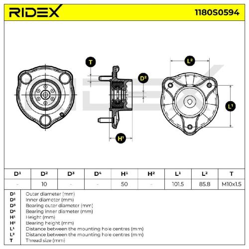 RIDEX 1180S0594 Federbeinstützlager ohne Kugellager Vorne A2053230020 Bild RIDEX 1180S0594 Federbeinstützlager ohne Kugellager Vorne A2053230020
