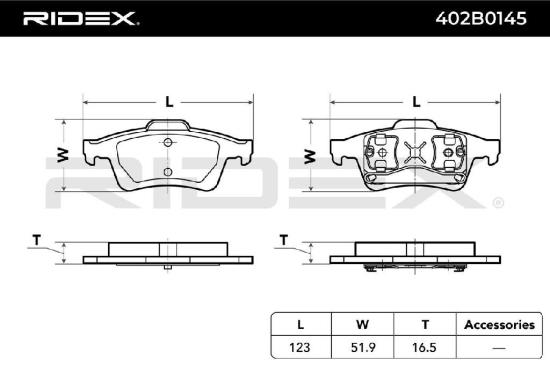 RIDEX Bremsbelagsatz Bremsbeläge Hinten für FORD Focus II Schrägheck FOCUS III Bild RIDEX Bremsbelagsatz Bremsbeläge Hinten für FORD Focus II Schrägheck FOCUS III