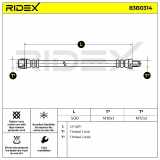 RIDEX Bremsschlauch 83B0314 VORNE BREMSSCHLÄUCHE Länge: 500mm für CITROËN