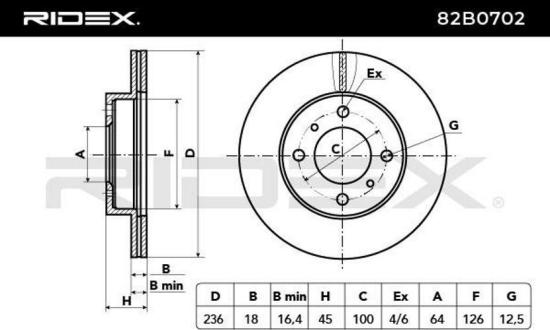 RIDEX 82B0702 2x Bremsscheiben Vorne Ø236mm Belüftet für MITSUBISHI CARISMA Bild RIDEX 82B0702 2x Bremsscheiben Vorne Ø236mm Belüftet für MITSUBISHI CARISMA