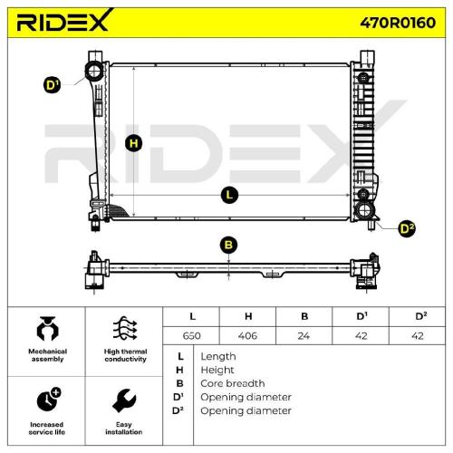 RIDEX 470R0160 Motorkühler / Wasserkühler passend für MERCEDES-BENZ Bild RIDEX 470R0160 Motorkühler / Wasserkühler passend für MERCEDES-BENZ
