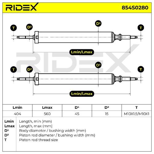RIDEX 854S0280 2x Stoßdämpfer Gasdruck Hinten für BMW 3 Touring (E91) Bild RIDEX 854S0280 2x Stoßdämpfer Gasdruck Hinten für BMW 3 Touring (E91)
