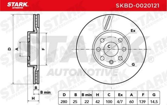 STARK SKBD-0020121 1x Bremsscheibe Vorne Ø280mm Belüftet für OPEL Meriva A (X03) Bild STARK SKBD-0020121 1x Bremsscheibe Vorne Ø280mm Belüftet für OPEL Meriva A (X03)