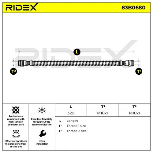 RIDEX Bremsschlauch 83B0680 VORNE BREMSSCHLÄUCHE Länge: 320mm für PORSCHE 911 Bild RIDEX Bremsschlauch 83B0680 VORNE BREMSSCHLÄUCHE Länge: 320mm für PORSCHE 911