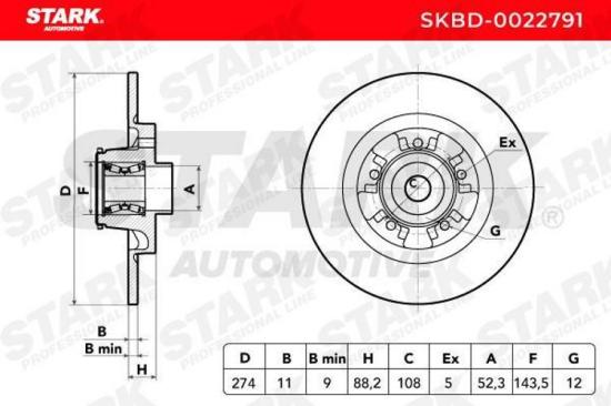 STARK SKBD-0022791 2x Bremsscheiben Hinten Ø274mm voll für RENAULT Bild STARK SKBD-0022791 2x Bremsscheiben Hinten Ø274mm voll für RENAULT