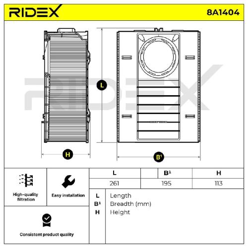 RIDEX 8A1404 Motor Luftfilter Filtereinsatz für PORSCHE Macan (95B) Bild RIDEX 8A1404 Motor Luftfilter Filtereinsatz für PORSCHE Macan (95B)