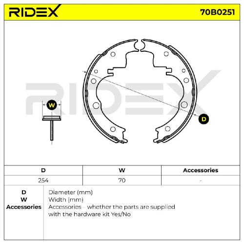 RIDEX Bremsbacken Satz für Trommelbremse Hinten ohne Zubehör für IVECO 70B0251 Bild RIDEX Bremsbacken Satz für Trommelbremse Hinten ohne Zubehör für IVECO 70B0251