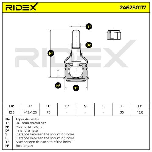 RIDEX 2462S0117 Traggelenk Führungsgelenk für NISSAN MICRA II (K11) MICRA I Bild RIDEX 2462S0117 Traggelenk Führungsgelenk für NISSAN MICRA II (K11) MICRA I