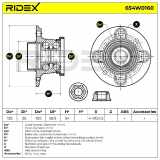 RIDEX 654W0160 Radlagersatz pro 1 Rad Hinten beidseitig für RENAULT Scénic 1