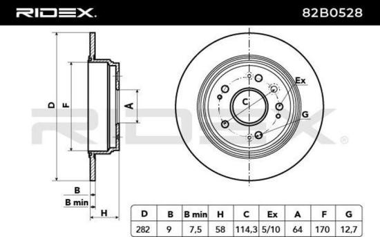 RIDEX 82B0528 2x Bremsscheiben Hinten Ø281,2mm voll für HONDA CR-V IV (RM) Bild RIDEX 82B0528 2x Bremsscheiben Hinten Ø281,2mm voll für HONDA CR-V IV (RM)