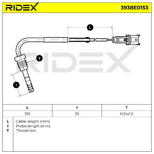 RIDEX 3938E0153 Abgastemperatursensor 2-Polig für OPEL INSIGNIA Caravan 01247634 Bild RIDEX 3938E0153 Abgastemperatursensor 2-Polig für OPEL INSIGNIA Caravan 01247634