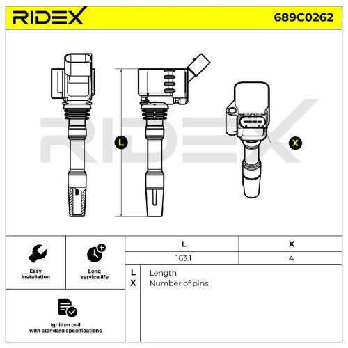 RIDEX 689C0262 Zündspule 12V für VW Golf 5II Schrägheck (5G1, BQ1, BE1, BE2) Bild RIDEX 689C0262 Zündspule 12V für VW Golf 5II Schrägheck (5G1, BQ1, BE1, BE2)