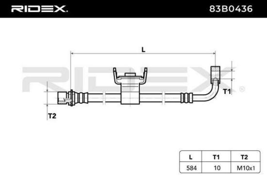 RIDEX Bremsschlauch 83B0436 VORNE rechts BREMSSCHLÄUCHE Länge: 584mm Bild RIDEX Bremsschlauch 83B0436 VORNE rechts BREMSSCHLÄUCHE Länge: 584mm