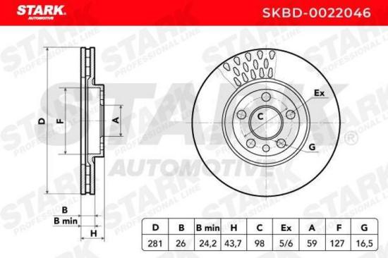 STARK SKBD-0022046 2x Bremsscheiben Vorne Ø281mm Belüftet für FIAT Bild STARK SKBD-0022046 2x Bremsscheiben Vorne Ø281mm Belüftet für FIAT