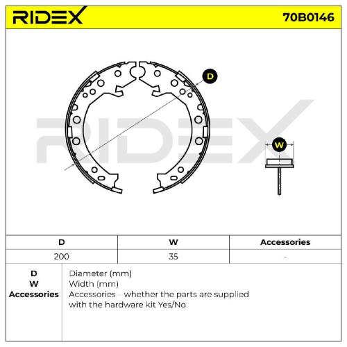 RIDEX Bremsbacken Satz für Trommelbremse Hinten für HONDA CR-V III (RE) 198,0mm Bild RIDEX Bremsbacken Satz für Trommelbremse Hinten für HONDA CR-V III (RE) 198,0mm