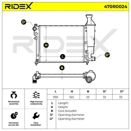RIDEX 470R0024 Motorkühler / Wasserkühler passend für PEUGEOT 106 II Schrägheck Bild RIDEX 470R0024 Motorkühler / Wasserkühler passend für PEUGEOT 106 II Schrägheck