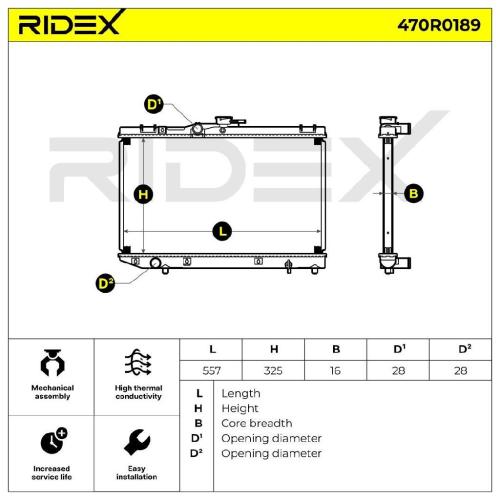 RIDEX 470R0189 Motorkühler / Wasserkühler für TOYOTA STARLET (EP91) 1640011860 Bild RIDEX 470R0189 Motorkühler / Wasserkühler für TOYOTA STARLET (EP91) 1640011860