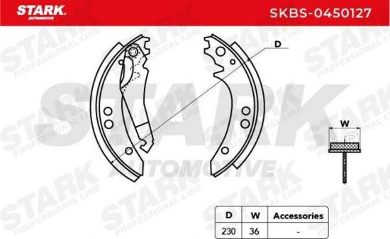STARK Bremsbacken Satz für Trommelbremse Hinten mit Hebel SKBS-0450127 Bild STARK Bremsbacken Satz für Trommelbremse Hinten mit Hebel SKBS-0450127