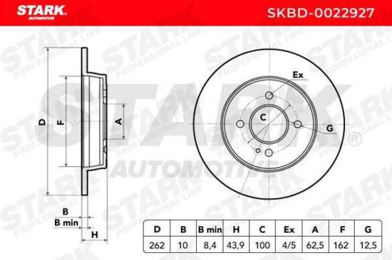STARK SKBD-0022927 2x Bremsscheiben Hinten Ø262mm voll für HYUNDAI Bild STARK SKBD-0022927 2x Bremsscheiben Hinten Ø262mm voll für HYUNDAI