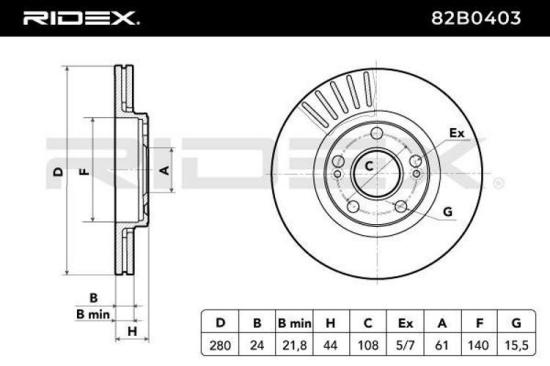RIDEX 82B0403 2x Bremsscheiben Vorne Ø280mm Belüftet für RENAULT 7700802231 Bild RIDEX 82B0403 2x Bremsscheiben Vorne Ø280mm Belüftet für RENAULT 7700802231