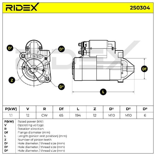 RIDEX Motor Starter/Anlasser 1,2kW für RENAULT Clio 1II Schrägheck Clio 1I Bild RIDEX Motor Starter/Anlasser 1,2kW für RENAULT Clio 1II Schrägheck Clio 1I