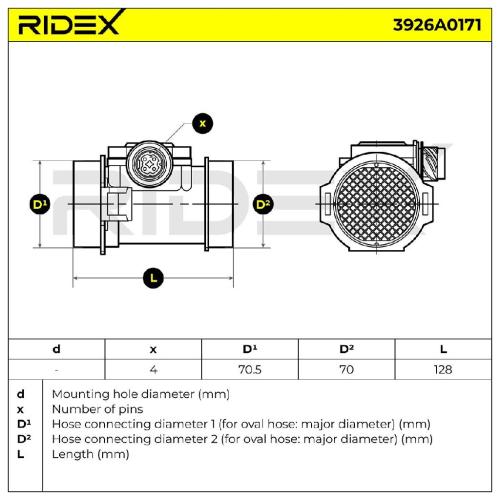 RIDEX 3926A0171 Luftmassenmesser/Luftmengenmesser LMM mit Gehäuse für BMW Bild RIDEX 3926A0171 Luftmassenmesser/Luftmengenmesser LMM mit Gehäuse für BMW